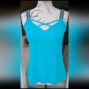 Urban Girl Teal Blue Boho-Chic Strappy Tank Cami Top Size XS